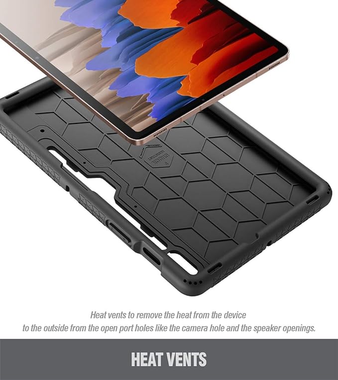 Poetic TurtleSkin Series for Samsung Galaxy Tab S7 (2020 Release) / S8 (2022 Release) 11''inch Tablet Case with S Pen Holder, Heavy Duty Shockproof Kids Friendly Protective Silicone Cover, Black