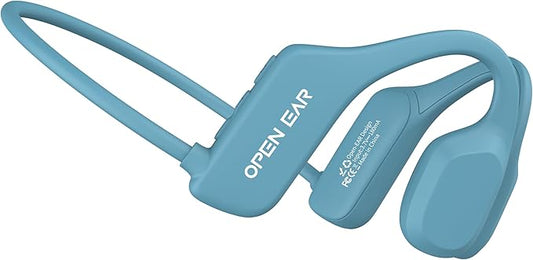 Bone Conduction Headphones, Open Ear Wireless Headphones with Microphone, Bluetooth 5.3, 6 Hours of Use Time, IPX5 and Sweat Resistant Sports Headphones for Outdoor, Workout, Cycling (Blue)
