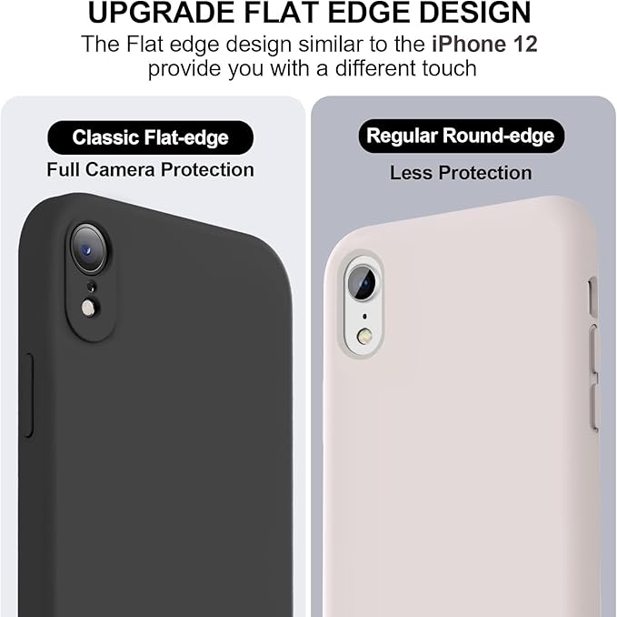 Vooii Compatible with iPhone XR Case, Upgraded Liquid Silicone with [Flat Edges] [Camera Protection] [Soft Anti-Scratch Microfiber Lining] Phone Case for iPhone 10 XR 6.1 inch - Black