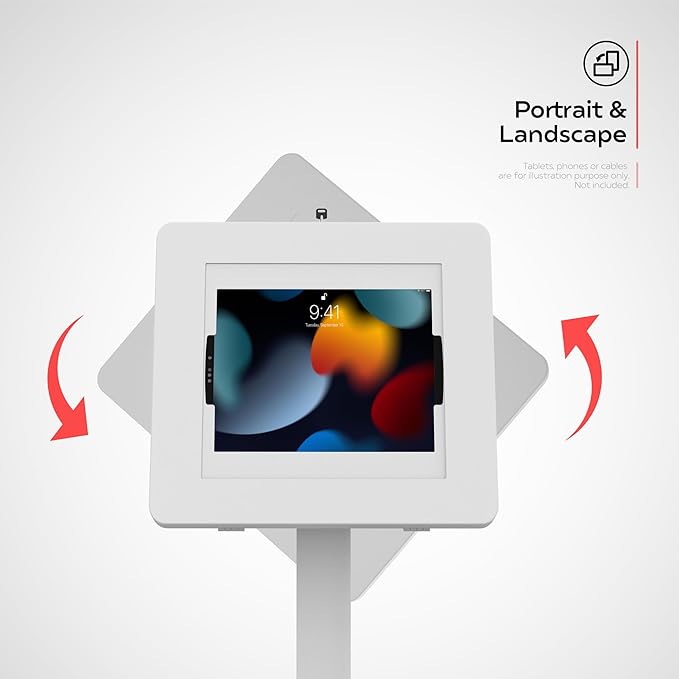 Thin Floor Stand - CTA Tall Standing 360 Degree Kiosk Display Tablet Holder - Charger Access & Lock - for iPad Pro 13-inch (M4), iPad Pro 12.9-inch, iPad Air 13-Inch (M3 / M2)
