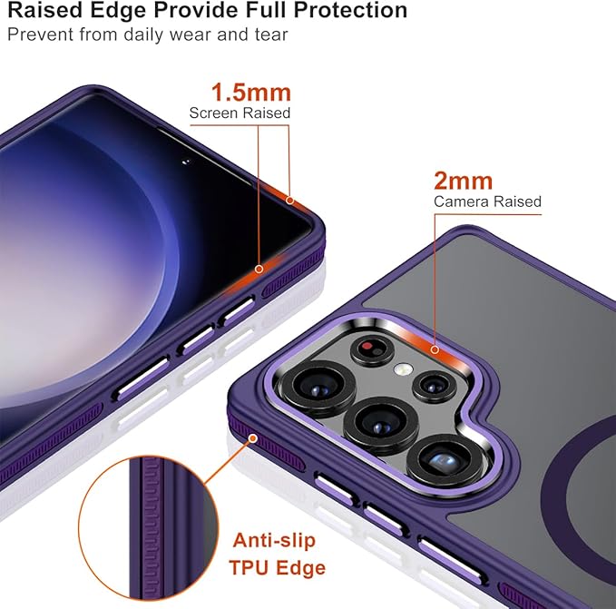 Case for Samsung Galaxy S25 Ultra, Compatible with Magsafe, S25 Ultra Phone Case with Kickstand Adjustable, Anti-Slip Cover Galaxy S25 Ultra Magnetic Case, Drop Protection (Dark Purple)