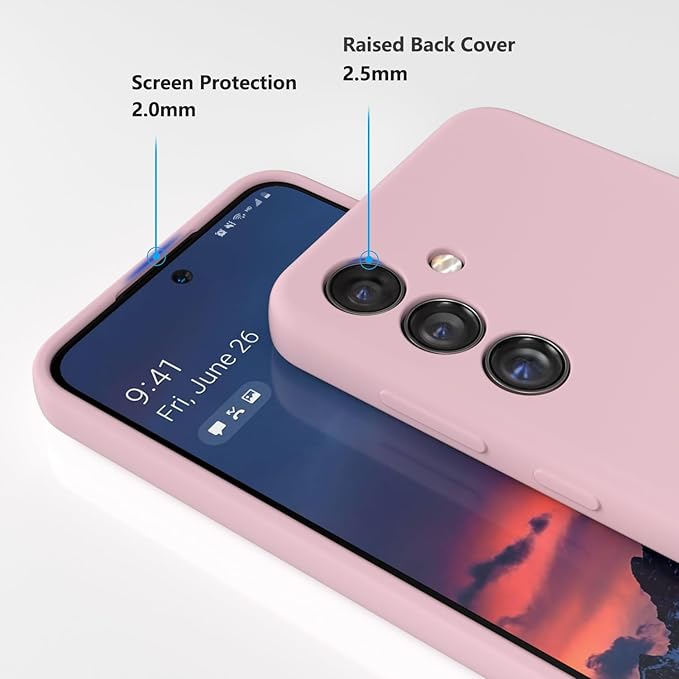 E Segoi Designed for Galaxy S24 Case, Liquid Silicone Gel Rubber Shockproof Case Soft Microfiber Cloth Lining Cushion Compatible with Galaxy S24 5G 6.2 inch (Pink Sand, S24-6.2")