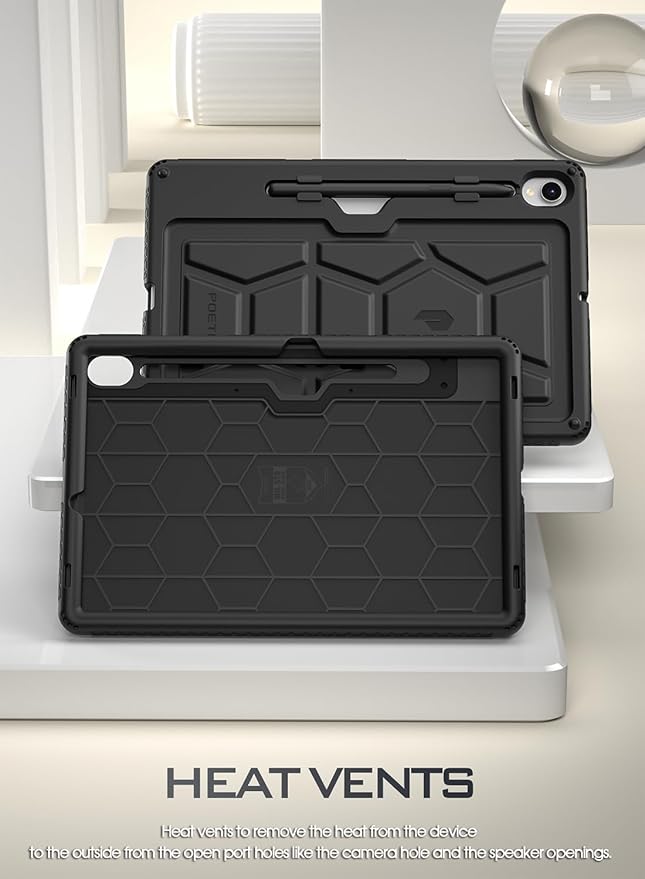 Poetic TurtleSkin Case for Samsung Galaxy Tab S9 (2023 Release) 11 inch Case with S Pen Holder, Heavy Duty Shockproof Kids Friendly Protective Silicone Cover, Black