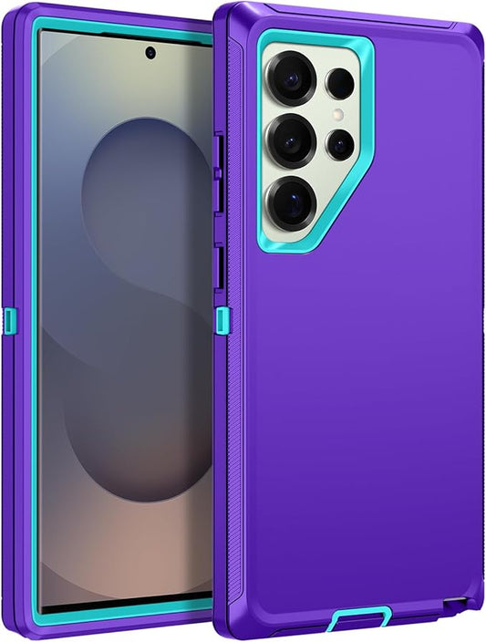 for Samsung Galaxy S25 Ultra Case Heavy Duty Protective Shockproof Dropproof 3-Layer Full Body Protection [Without Screen Protector] Tough Rugged Case for Galaxy S25 Ultra,Purple/Green