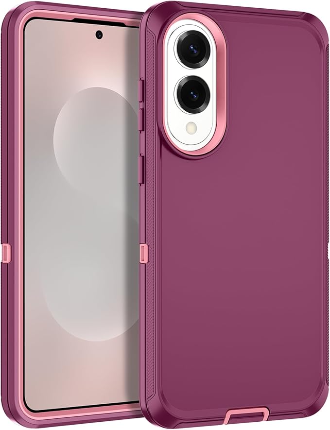 for Samsung Galaxy S25 Edge Case Heavy Duty Protective Shockproof Dropproof 3-Layer Full Body Protection [Without Screen Protector] Tough Rugged Case for Galaxy S25 Edge,Purple/Pink