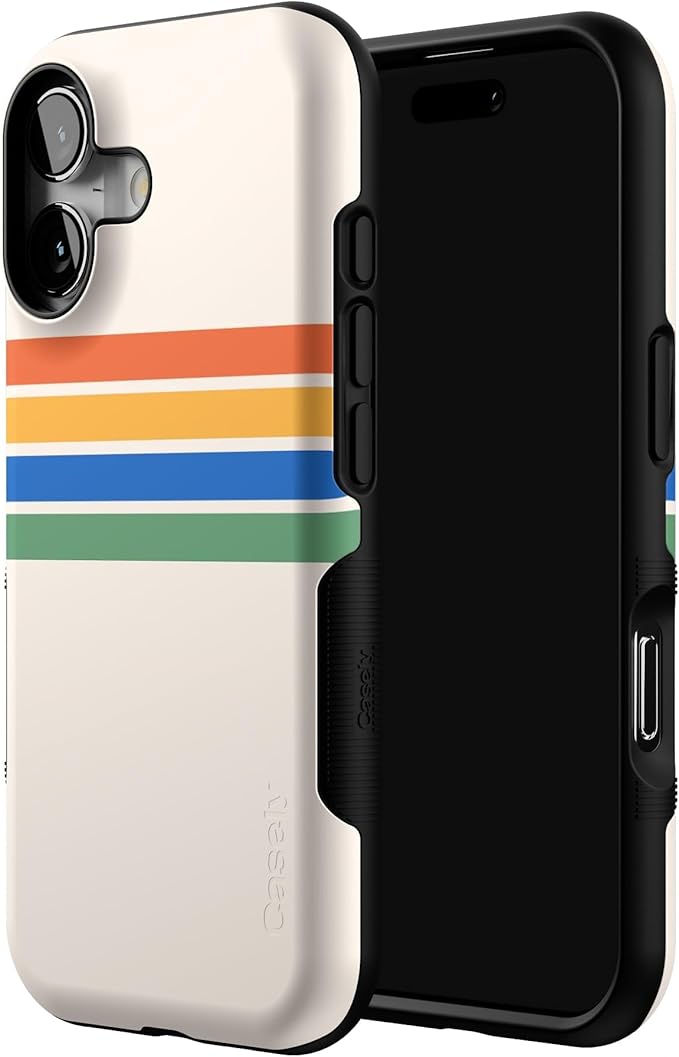 Casely iPhone 17 Case | Totally Groovy | Rainbow Stripes Color Block | Bold Protective Design | Compatible with MagSafe