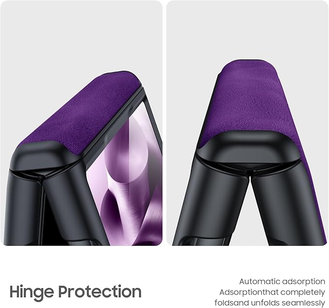 for Motorola Razr Ultra 2025 Case Built-in Screen Protector & Hinge Protection & Ultra Thin PU Leather Matte PC Shockproof Phone Cover Smartphone Case for Moto Razr Ultra 2025 (Purple)