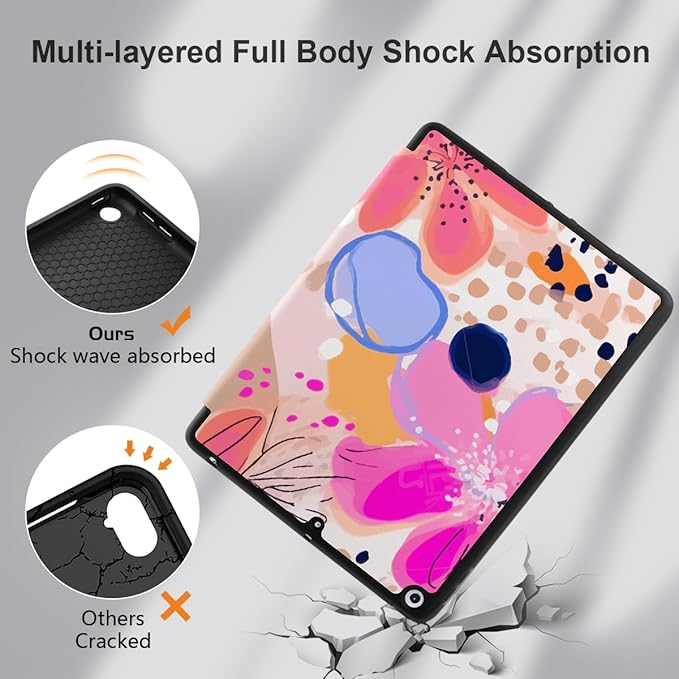 DONGKE Case Compatible with iPad 10.2 Inch 2021 2020 2019 iPad 9th/8th/7th Generation with Pencil Holder, Slim Stand Protective Case with Soft TPU Back, Auto Sleep/Wake Cover, Floral Artistic