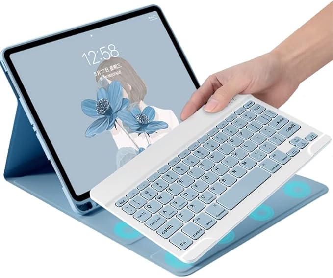 Color Keyboard for Samsung Galaxy Tab A8 10.5 inch 2022 (SM-X200/X205/X207) Keyboard Case Cute Detachable Removable Wireless Bluetooth Keyboard Cover,Mist Blue