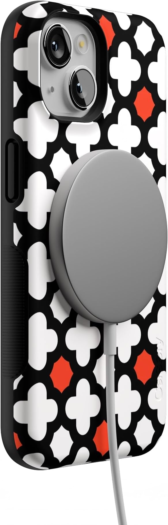 Casely iPhone 14 Case | Red Lattice Tile | High Contrast Design | Compatible with MagSafe | Bold Protective Design