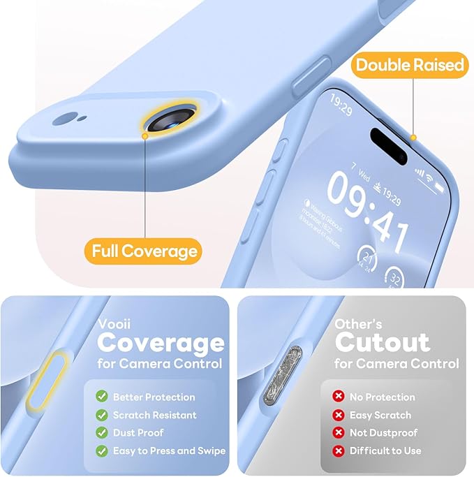 Vooii Magnetic Compatible with iPhone Air Case (Compatible with Magsafe) (Upgraded Camera Protection) Liquid Silicone Shockproof Full Body Protective Phone Cover for Women Men, Light Blue, 6.5"