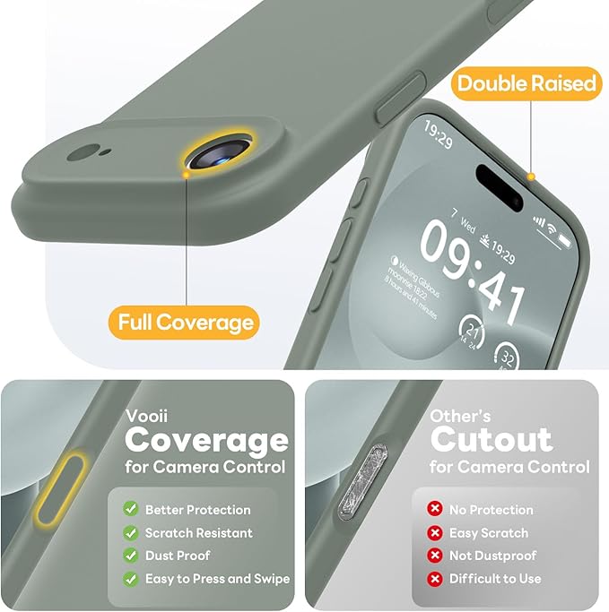 Vooii Magnetic Compatible with iPhone Air Case (Compatible with Magsafe) (Upgraded Camera Protection) Liquid Silicone Shockproof Full Body Protective Phone Cover for Women Men, Calke Green, 6.5"