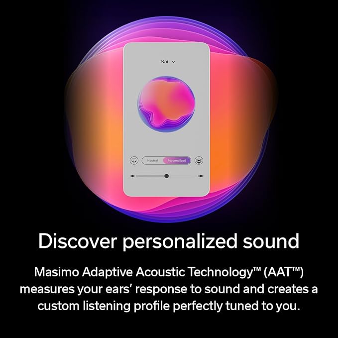 Denon PerL Pro True Wireless Earbuds - Adaptive Active Noise Cancelling, Personalized Sound with Masimo Adaptive Acoustic Technology, Spatial Audio, Long-Lasting Battery, Wireless Charging, Black