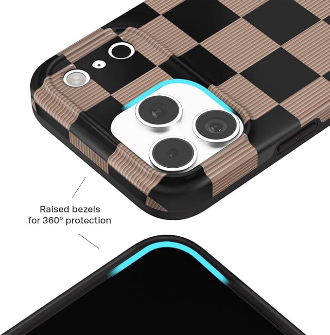 VELVET CAVIAR Case for iPhone 17 Pro | Compatible with MagSafe | 10ft Drop Tested | Protective Designer Cases | Mocha Vibe Checkered
