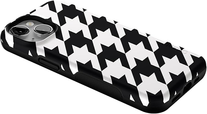 Casely iPhone 14 Case | Houndstooth | High Contrast Design | Compatible with MagSafe | Bold Protective Design