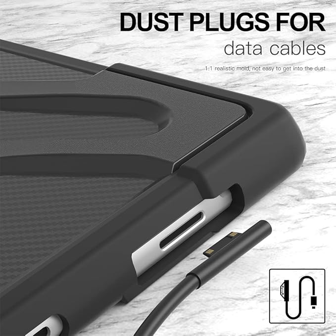 ZenRich Surface Pro 8 Case 13 inch 2021, zenrich Rugged Case for Surface Pro 8 with 360 Rotating Kickstand and Hand Strap Heavy Duty Shockproof, Compatible with Type Cover Keyboard-Black