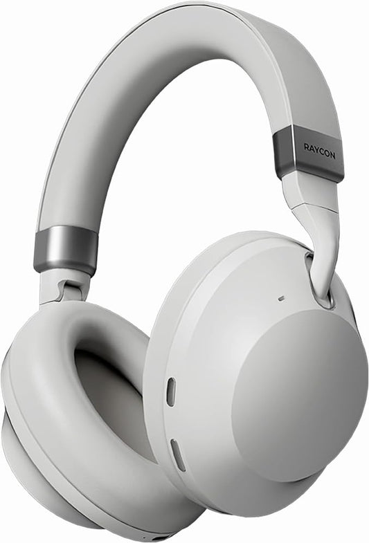 Raycon Pro Headphones with 60 Hours of Battery, 6 Microphones, Active Noise Cancellation, Awareness Mode, Multipoint Connectivity (Silk White)