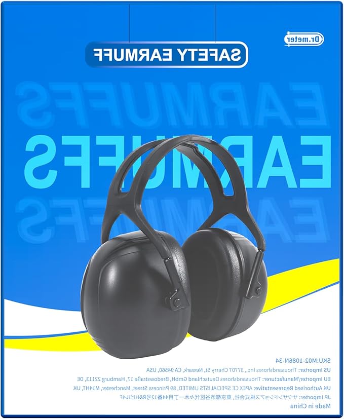 Dr.meter Noise Cancelling Headphones for Adults XL, SNR 35dB Noise Reduction Ear Muffs Safty Earmuffs, Ear Protection for Shooting Gun Range,Yard Work, Mowing, Construction, Workshops- Large Size