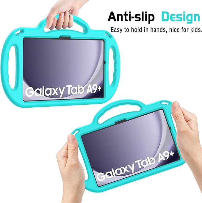 AVAWO Kids Case for Samsung Galaxy Tab A9+/A9 Plus 11 Inch 2023 Case, with Strap, Shockproof Lightweight Handle Stand 2023 Model (SM-X210/X216/X218), Turquoise