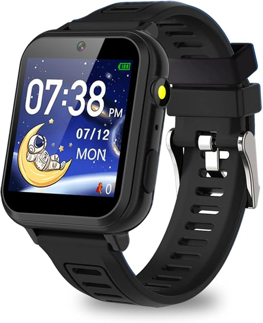 Retysaz Kids Smart Watch,24 Game Smart Watch for Kids, Fashion Smartwatches for Children 3-14 Great Gifts to Girls Boys (Black)