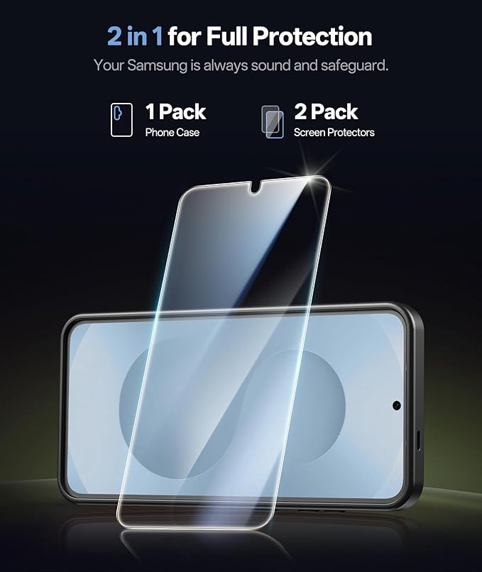 for Samsung Galaxy S25+ Plus Case with Card Holder, Built-in Stand & [2 Pack] Screen Protector & Camera Cover, Rugged Protective Wallet Kickstand Phone Cover Case for S25+ Plus 6.7" 2025, Black