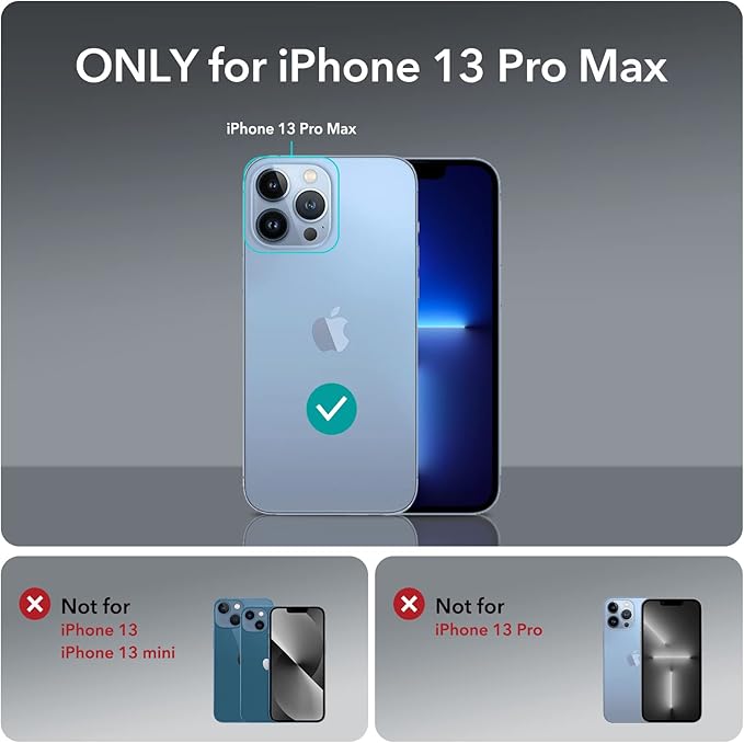 ESR for iPhone 13 Pro Max Case, Compatible with MagSafe, Built-in Camera Ring Stand, Military-Grade Protection, Magnetic Phone Case for iPhone 13 Pro Max, Classic Series, Clear Black