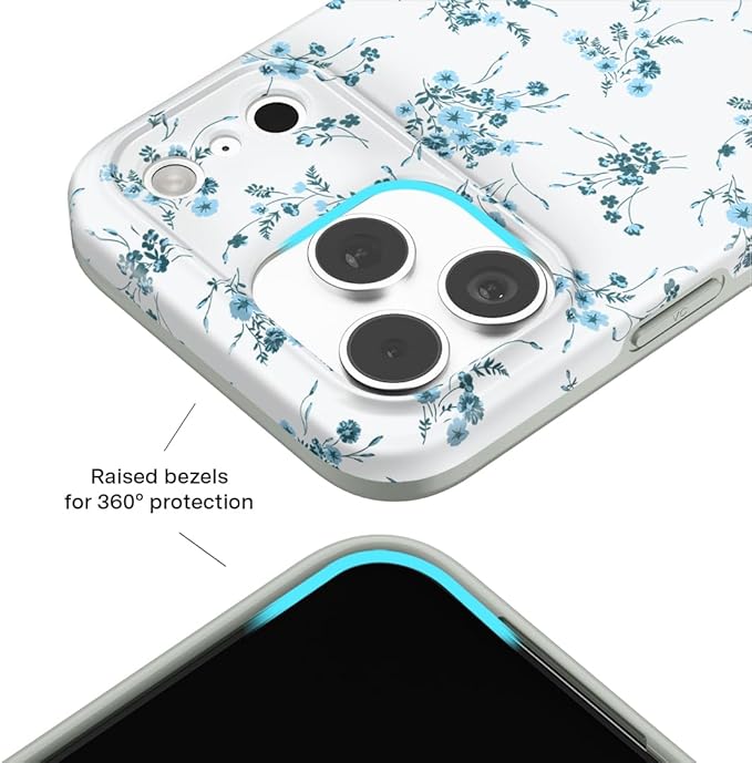 VELVET CAVIAR Case for iPhone 17 Pro | Compatible with MagSafe | 10ft Drop Tested | Protective Designer Cases | French Blue Floral