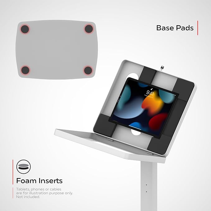 Thin Floor Stand - CTA Tall Standing 360 Degree Kiosk Display Tablet Holder - Charger Access & Lock - for iPad Pro 13-inch (M4), iPad Pro 12.9-inch, iPad Air 13-Inch (M3 / M2)