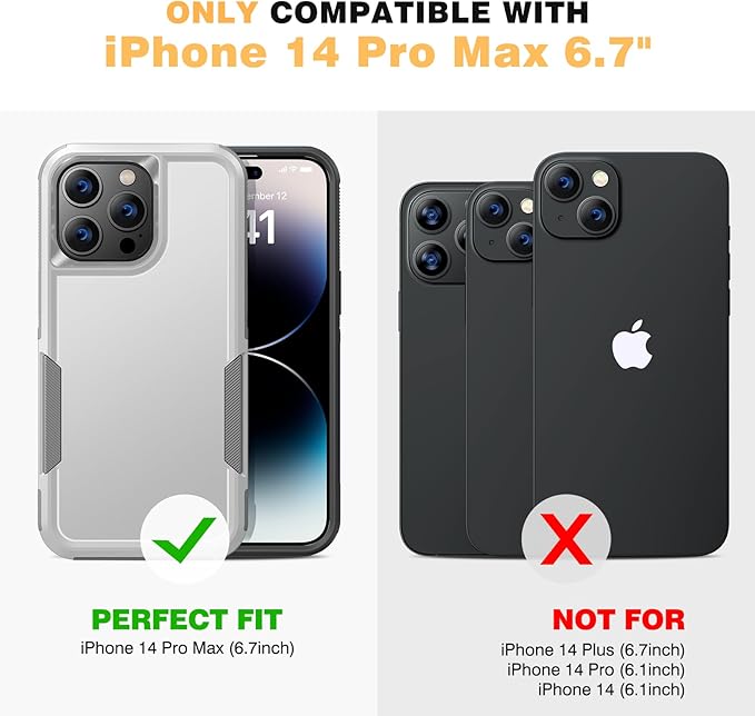 Diaclara Designed for iPhone 14 Pro Max Case, [with Privacy Screen Protector] [Anti Spy] [Military Grade Drop Protection] Heavy Duty Full-Body Shockproof Phone Case, White