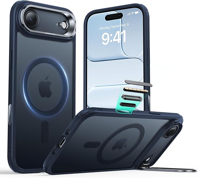 ESR for iPhone Air Case with Stand, Camera Control Cover Compatible with MagSafe, Military-Grade Drop Protection Magnetic Phone Case for iPhone 17 Air Case, Scratch-Resistant Back Cover,Frosted Blue