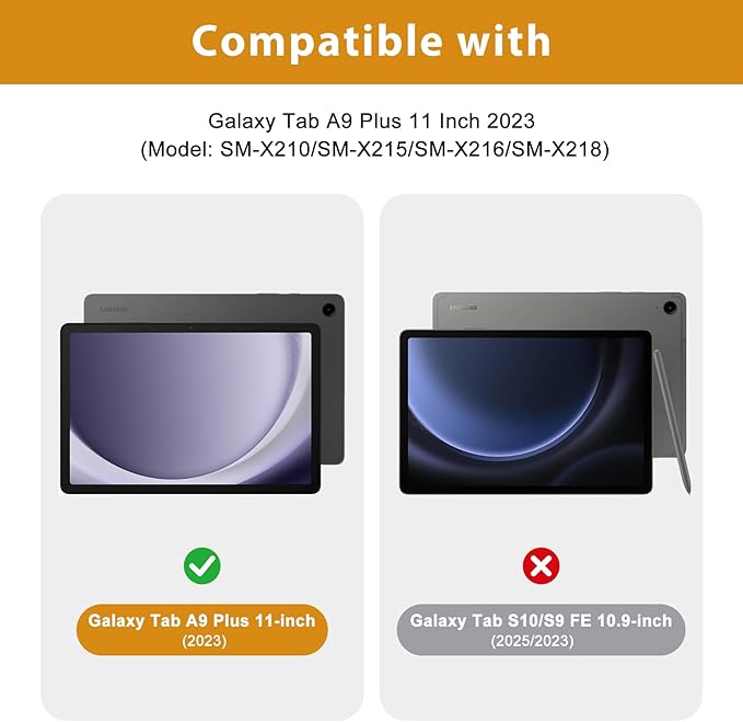 ProCase for Galaxy Tab A9 Plus 11 Inch 2023 (Model: SM-X210/SM-X215/SM-X216/SM-X218); Premium PU Leather Folio Business Stand Cover with Hand Strap; Pencil Holder; Front Pocket -Black