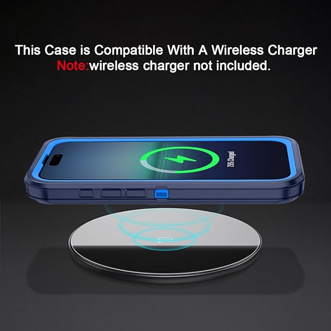 for iPhone 15 Pro Case Shockproof Dust/Drop Proof 3-Layer Full Body Protection [Without Screen Protector] Rugged Heavy Duty Cover Case for Apple iPhone 15 Pro 6.1" 2023,Navy Blue