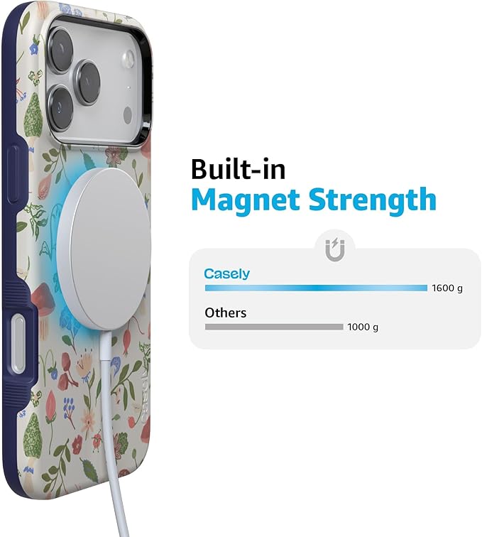 Casely iPhone 17 Pro Case | Garden Party | Mushroom Floral | Compatible with MagSafe | Bold Protective Design