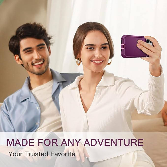 for iPhone 14 Pro Max Case [Compatible with MagSafe] Shockproof 3-Layer Full Body Protection Rugged Heavy Duty Cover Case for Apple iPhone 14 Pro Max 6.7",Purple/Pink