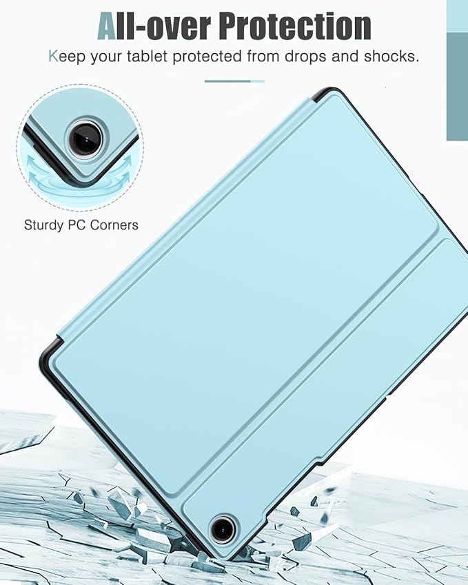 MoKo Case for Samsung Galaxy Tab A9 Plus 11-Inch 2023, Multi-Angle Viewing Slim Hard Back Shell Protective Cover Case with Auto Wake/Sleep for Galaxy Tab A9+ Tablet SM-X210/SM-X216/SM-X218, Sky Blue