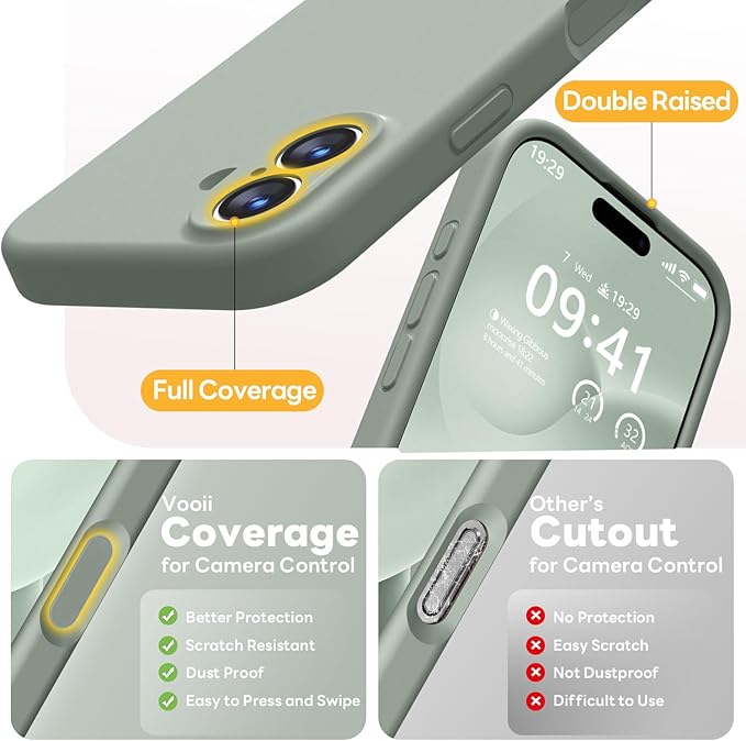 Vooii Magnetic Compatible with iPhone 17 Case (Compatible with Magsafe) (Upgraded Camera Protection) Liquid Silicone Shockproof Full Body Protective Phone Cover for Women Men, Calke Green, 6.3"