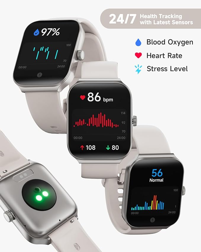 Smart Watch for Men Women Alexa Built-in, 1.95" Fitness Tracker with Answer/Make Calls, IP68 Waterproof/Sleep Tracker/Heart Rate/100 Sports, Fitness Watch Compatible iOS Android