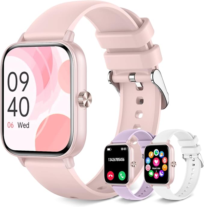 Smart Watch for Women with Bluetooth Call Answer/Dail,1.85" DIY Dial Fitness Watch with Heart Rate Sleep Monitor Step Counter 120+ Sports Modes Waterproof Women's Smart Watch for Android iOS (Pink)