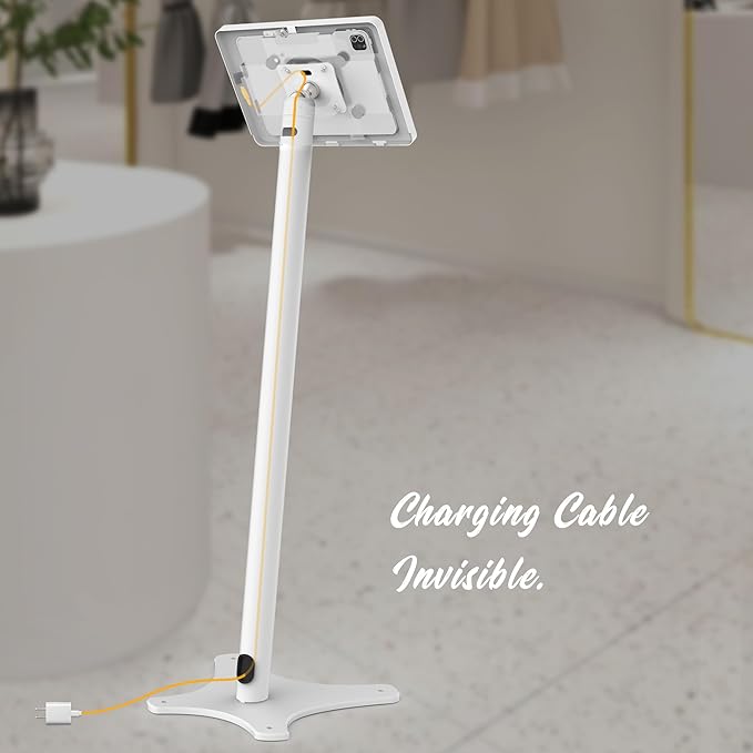 Tablet Kiosk Floor Stand, All Metal Rotate Lockable - Compatible with 10.9" iPad 10th, Pro 11" 1 2 3 4, Air 4 5, Air 11", iPad 11"(A16) - BSF301WA