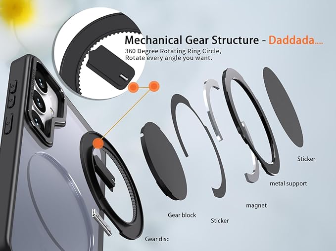 Magnetic Stand Case for Samsung Galaxy S23 6.1" [with 2 Screen Protectors] [360° Rotation Magnetic Stand] [Compatible with Magsafe] Military-Grade Drop Protection Case, Black