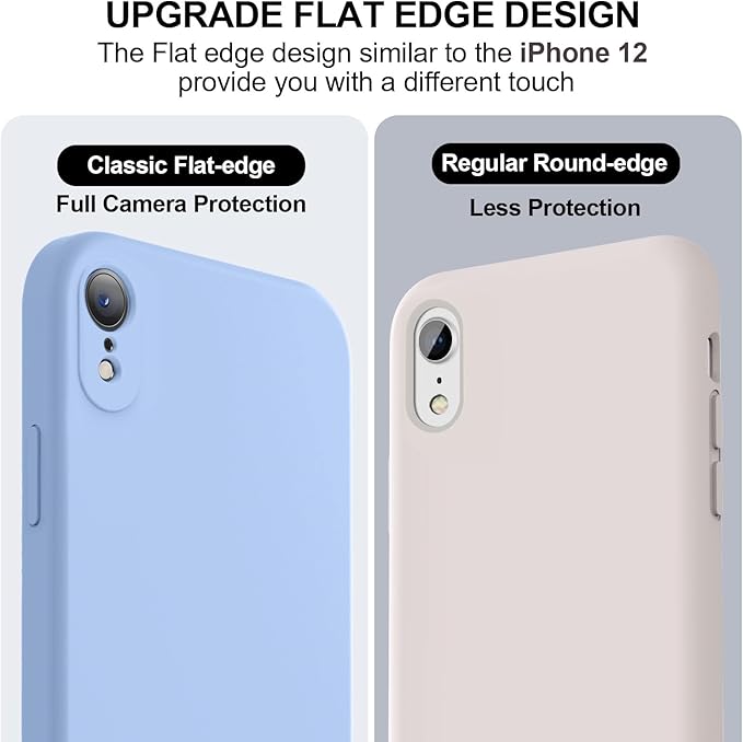 Vooii Compatible with iPhone XR Case, Upgraded Liquid Silicone with [Flat Edges] [Camera Protection] [Soft Anti-Scratch Microfiber Lining] Phone Case for iPhone 10 XR 6.1 inch - Light Blue
