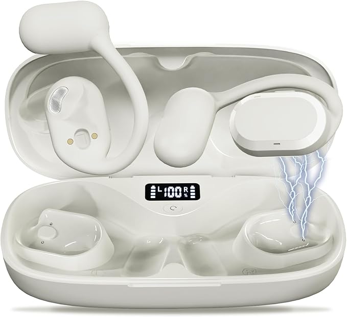 Open Ear Headphones Over Ear Buds, IP67 Waterproof True Wiress Earbuds with Dual DSP Noise Cancelling Mic for Work Sports, Advanced Bluetooth V5.4