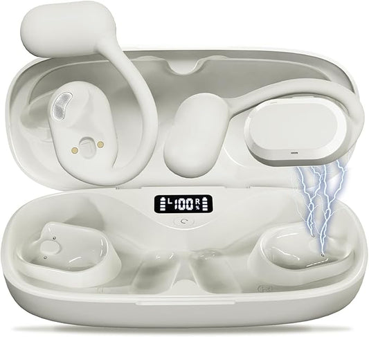 Open Ear Headphones Over Ear Buds, IP67 Waterproof True Wiress Earbuds with Dual DSP Noise Cancelling Mic for Work Sports, Advanced Bluetooth V5.4