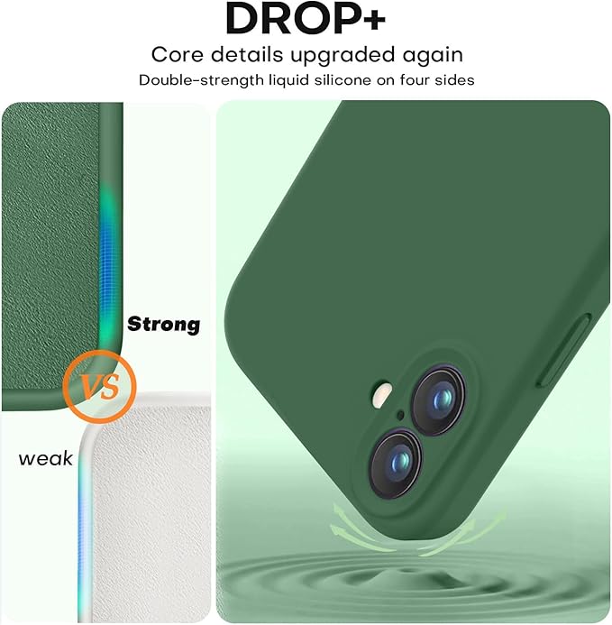 Vooii Compatible with iPhone 16 Case, Liquid Silicone Upgrade [Camera Protection] [Soft Anti-Scratch Microfiber Lining] Shockproof Phone Case for iPhone 16 6.1 inch - Green