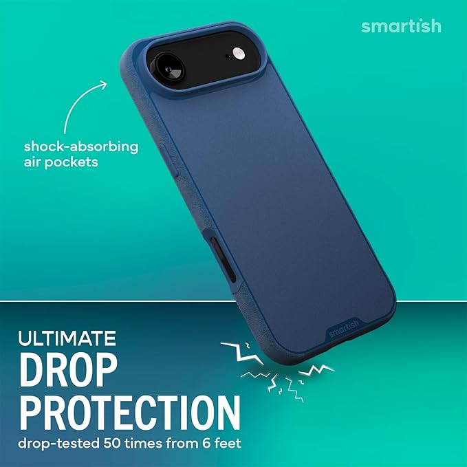 Smartish® iPhone Air MagSafe Case - Gripmunk Magnetic Slim Case [Lightweight + Protective] Thin Grip Cover with Microfiber Lining for Apple iPhone Air - Blues on The Green