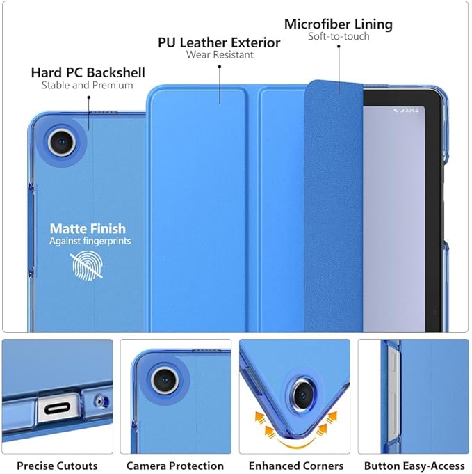 MoKo Case for Galaxy Tab A9+/A9 Plus 11 inch 2023, Slim Stand Protective Smart Cover with Hard PC Translucent Back Shell for Tab A9 Plus Tablet (SM-X210/X216/X218), Auto Wake/Sleep, Blue Wave