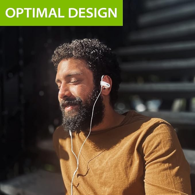 Avantree E171 - AUX 3.5mm Wired Earbuds with Microphone & in-Line Volume Control, Compatible with Traditional 3.5mm AUX Phones Corded Headphones with Ear Hook for Running & Sports, White