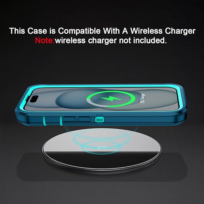 for iPhone 15 Case Shockproof Dust/Drop Proof 3-Layer Full Body Protection [Without Screen Protector] Rugged Heavy Duty Cover Case for Apple iPhone 15 6.1" 2023,Turquoise