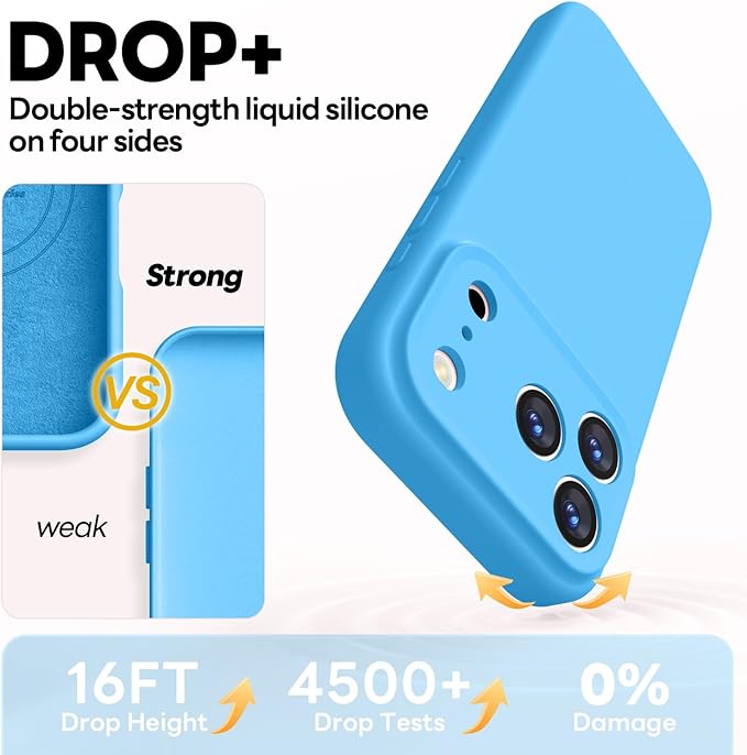 Vooii Magnetic Compatible with iPhone 17 Pro Max Case (Compatible with Magsafe) (Upgraded Camera Protection) Liquid Silicone Shockproof Full Body Protective Phone Cover for Women Men, Blue, 6.9”