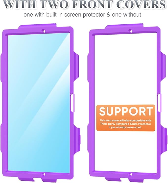 SEYMAC stock Case for Samsung Galaxy Tab A8 10.5'', Full-Body Drop Protection Case with Screen Protector Pencil Holder [360° Rotating Hand Strap] &Stand, Purple+Colorful